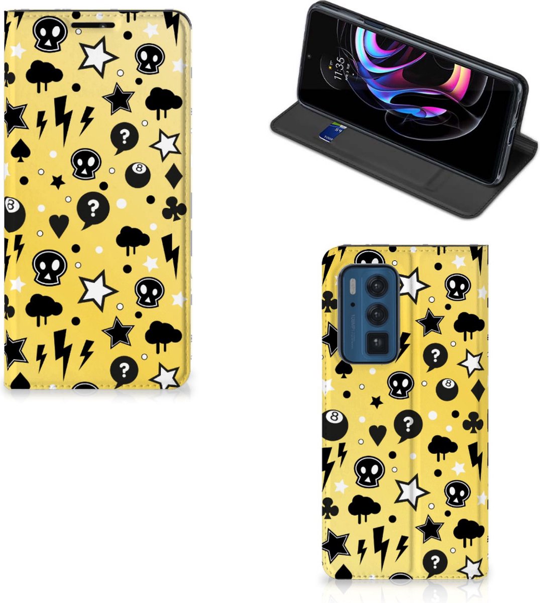 Mobiel BookCase Motorola Edge 20 Pro Punk Geel