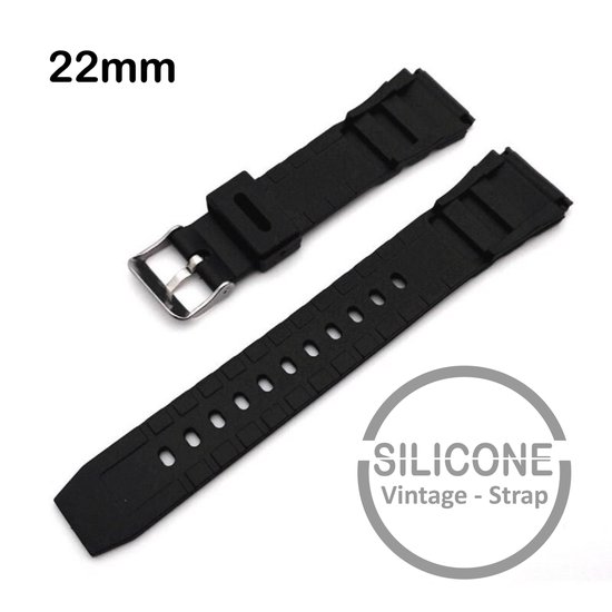 22mm Rubber Siliconen horlogeband zwart passend op Casio Seiko Citizen en  alle andere... | bol.com