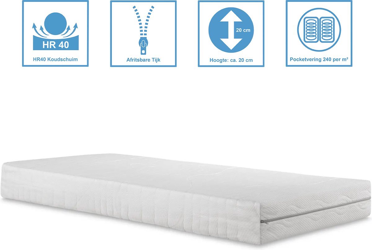Anno 1588 Matras Comforta Supreme - Pocketvering - HR40 Koudschuim - Medium - 20cm - 80x200 cm