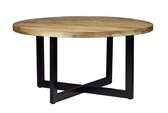 Livingfurn - Eetkamertafel Rond - X-Poten - MangoHout - 150 cm - Bruin