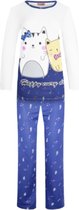 Dames pyjamaset met katjes en muzieknoten XXXL wit/donkerblauw