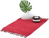 Relaxdays Vloerkleed rood - katoen - diverse groottes - loper - vloertapijt - voor binnen - 50x80cm