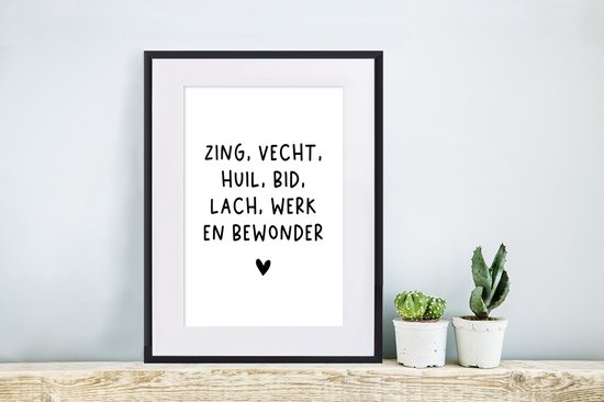 Affiche avec cadre Proverbe - Vie - Ramses Shaffy - 30x40 cm