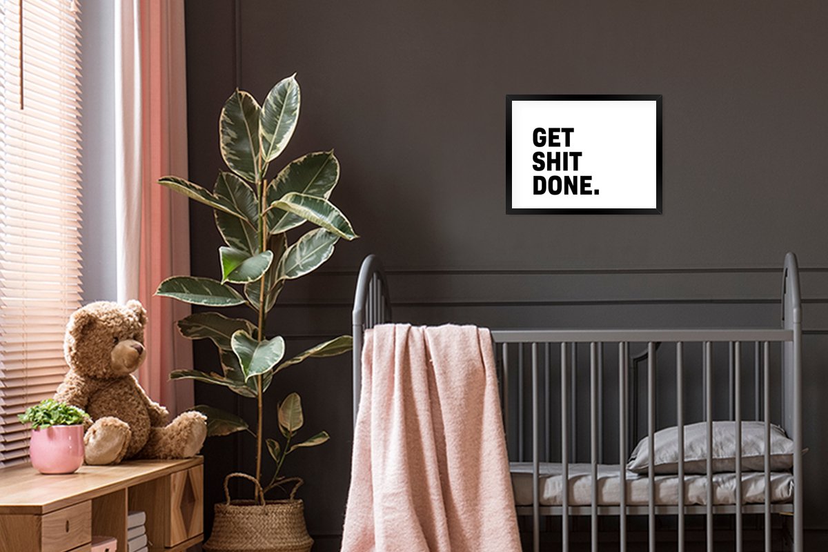 Fotolijst Incl. Poster - 'The Best Way To Get Something Done Is To Begin Quotes Spreuken 40x40 Cm Posterlijst