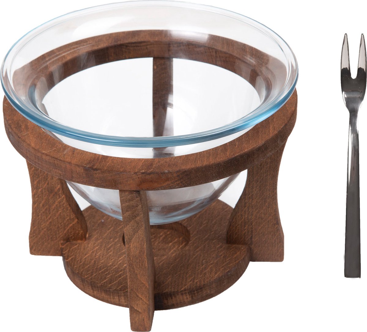 Joy Kitchen houten fondueset inclusief vorkjes - set voor twee | fonduepan | duurzame fondue set | fonduevorken | fondue brander waxinelichtje | fondueset tafel | keuken | Kerstdiner | Kerst cadeau voor hem en haar | Donker bruin