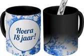 Magische Mok - Foto op Warmte Mokken - Koffiemok - Jubileum - 18 jaar - Blauw - Magic Mok - Beker - 350 ML - Theemok