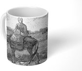 Mok - Op weg naar werk - Vincent van Gogh - Zwart - Wit - 350 ML - Beker