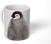 Mok - Koffiemok - Kinderen - Pinguïn - Grijs - Dieren - Meisjes - Jongens - Mokken - 350 ML - Beker - Koffiemokken - Theemok