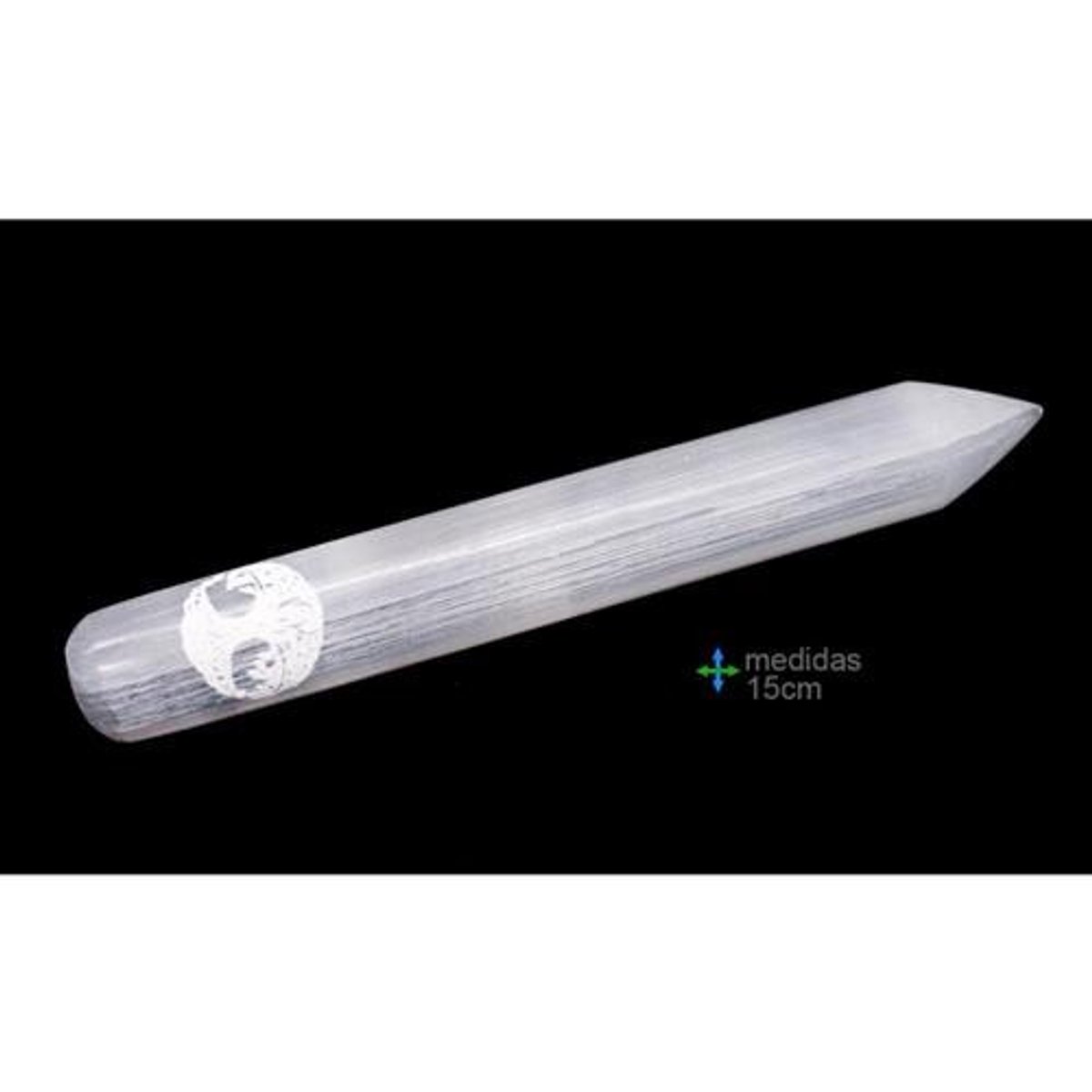 Massage staaf Seleniet met Levensboom symbool - 15 cm