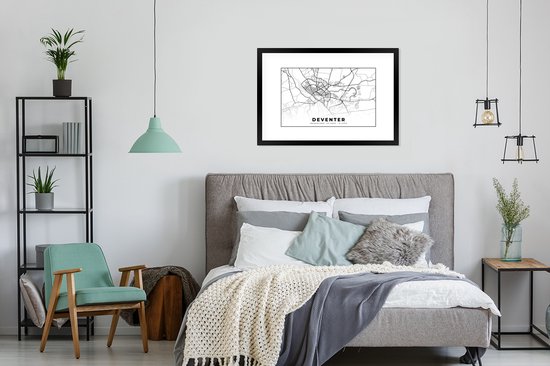 Affiche avec cadre Plan de la ville - Deventer - Pays- Nederland - 90x60 cm