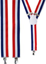 Bretels - Rood wit blauw - met stevige clip - luxe - heren bretels - unisex