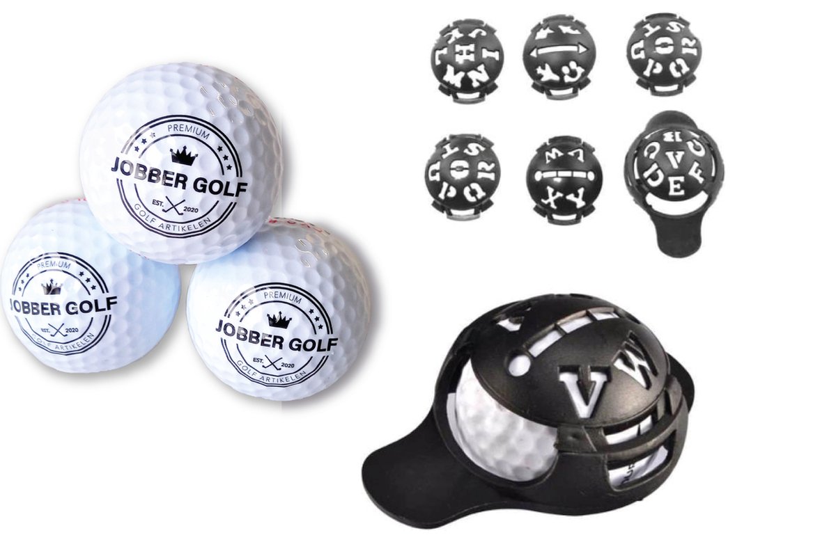 Jobber Golf - 3 golfballen + bal marker - Inclusief stift