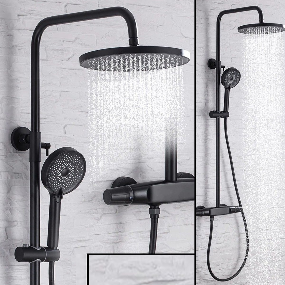 Regendouche Mat Zwart Zwarte Doucheset Met Thermostaatkraan