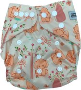 wasbare luier - bamboe inlegger - herbruikbaar - 1 size fits all - olifantjes print - van 3 t/m 18 kg - verstelbaar en herbruikbaar - pocketluier - ecofriendly - voordeliger dan wegwerp luier