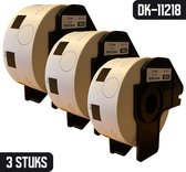 DULA - Brother Compatible DK-11218 voorgestanst rond label - Papier - Zwart op Wit - Diameter 24 mm - 1000 Etiketten per rol - 3 Rollen
