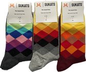 Sukats® The Casual Ones | 3 Paar | Maat 38-44 | Kerstsokken | One-Size | Unisex | Set B | Happy Fun Colorful Socks | Vrolijke Sokken