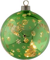 Peha Kerstbal Verlicht Led 12 Cm Glas Groen/goud