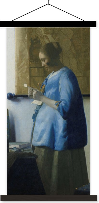 Porte Affiche Avec Affiche Affiche Scolaire Femme Lisant Une Lettre En Bleu 