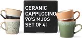 HKliving Cappuccino mugs 70`s ceramic - set van 4