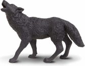 wilde dieren Wolf junior 9,5 cm zwart