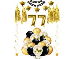 Verjaardag feest pakket 77 jaar - Versiering met ballonnen en slingers