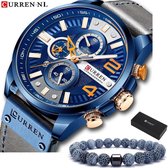 Horloges voor Mannen Heren Horloge Curren Herenhorloge Watch - Jongens Horloges - Incl. Armband - Grijs Blauw - Litts®