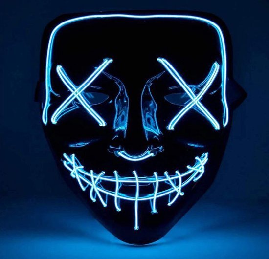 LED Masker - The Purge Masker Halloween - Blauw | bol.com