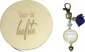 Sleutelhanger Liefste Meter | blauw | hout | hartje | meter vragen | meter worden | liefste meter | allerliefste meter