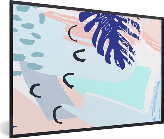 Cadre photo avec affiche - Été - Feuille - Blauw - 120x80 cm - Cadre pour affiche