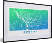 Fotolijst incl. Poster - Stadskaart - Deventer - Nederland - 60x40 cm - Posterlijst - Plattegrond