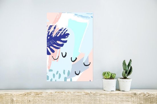 Poster Été - Tropical - Feuille - Blauw - 20x30 cm