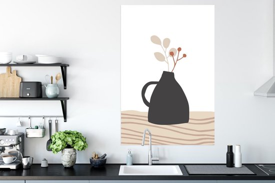 Affiche Summer - Bloem - Zwart - Wit - 80x120 cm