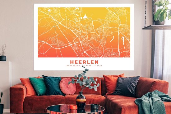 Poster Plan de la ville - Heerlen - Nederland - 180x120 cm XXL