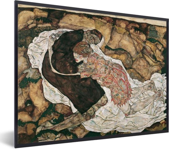 Cadre photo avec affiche - La mort et la jeune fille - Egon Schiele - 80x60 cm - Cadre pour affiche