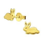 Princess Oorbellen Rabbit Gold - 925 Zilver Verguld - Konijn - 8x6mm