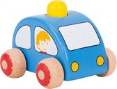 houten auto met toeter blauw 7 cm