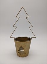 Simply D-Theelichtenhouder-Kerstboom-goud-Hoogte 22cm