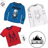 Fortnite T-shirts 3-pack - 100% katoen | Populaire game | kleur Blauw/Wit/Rood - Maat 140cm / 10 Jaar