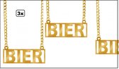 3x Ketting BIER goud - Oktoberfest Apres ski festival thema feest Oktoberfeest bierparty