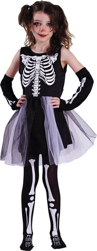 Halloween Meisjes Verkleedjurkje Skeleton Girl Maat 130-140