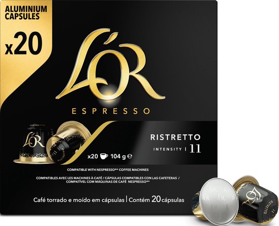 L'OR Espresso Ristretto Koffiecups - Intensiteit 11/12 - 10 x 20 capsules - L'OR