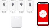 evanell° Slimme Radiatorknop met WiFi Starterskit incl. 4 Radiatorkranen – Smart Home – Werkt met Google Home & Alexa