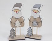 Set van 5 decoratieve houten kerststaanders - 13.5-15.5cm hoog