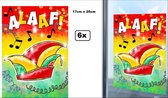 6x Raam sticker Alaaf 17cm x 25cm - Carnaval raamsticker adhesive themafeest party fun
