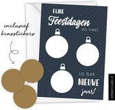 Kerstkaart met envelop - Persoonlijke kraskaarten - nieuwjaarskaarten - diy zelf maken - blauw/ goud