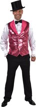 Magic By Freddy's - Dans & Entertainment Kostuum - Opvallend Roze Pailletten Vest Musical Man - roze - Medium / Large - Carnavalskleding - Verkleedkleding