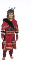 Limit - Indiaan Kostuum - Indiaanse Squaw Wendy Wigwam - Meisje - rood - Maat 122 - Carnavalskleding - Verkleedkleding