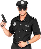 Widmann - Politie & Detective Kostuum - Uniform Shirt Politie Agent Man - Zwart - XXL - Carnavalskleding - Verkleedkleding