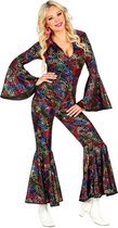 Widmann - Hippie Kostuum - Hippie Draaien In De Disco Jaren 70 Stippen Jumpsuit - Vrouw - multicolor - Large - Carnavalskleding - Verkleedkleding