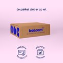 Bruine verzenddoos met blauw bol.com logo. Iconen voor discrete transactie en levering.